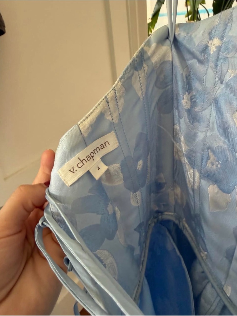 V. Chapman Powder Blue Floral Strapless Party Dress - Picture 5 of 5